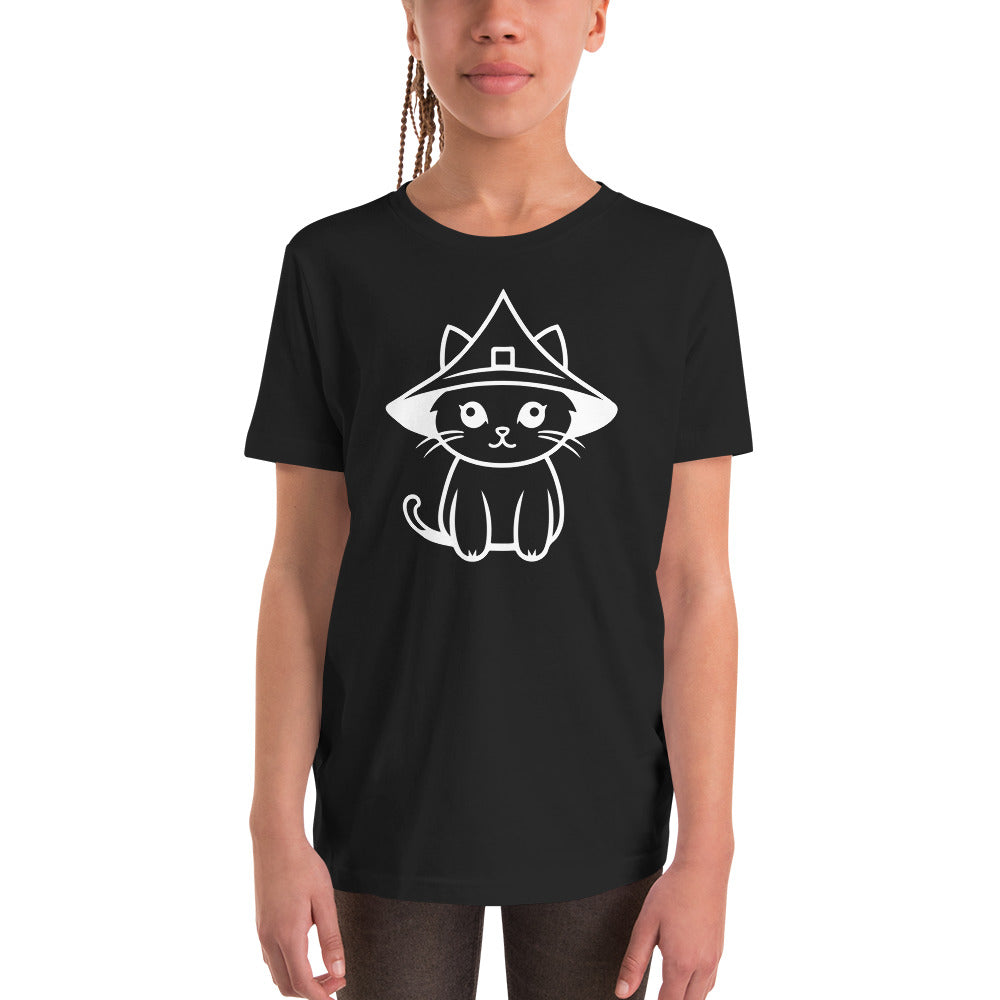 "Kitten in a Witch Hat" Youth Halloween T-Shirt: Embrace Whimsy and Magic with Adorable Style