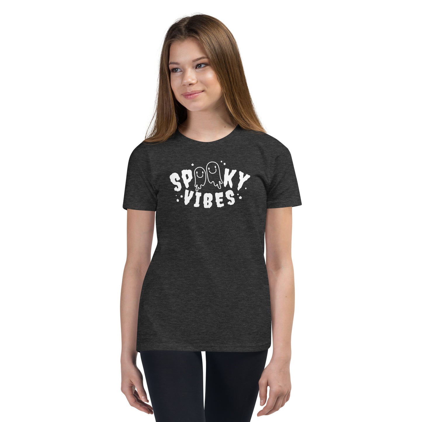 "Spooky Vibes" Youth T-Shirt: Delightfully Eerie Design for Halloween Adventures