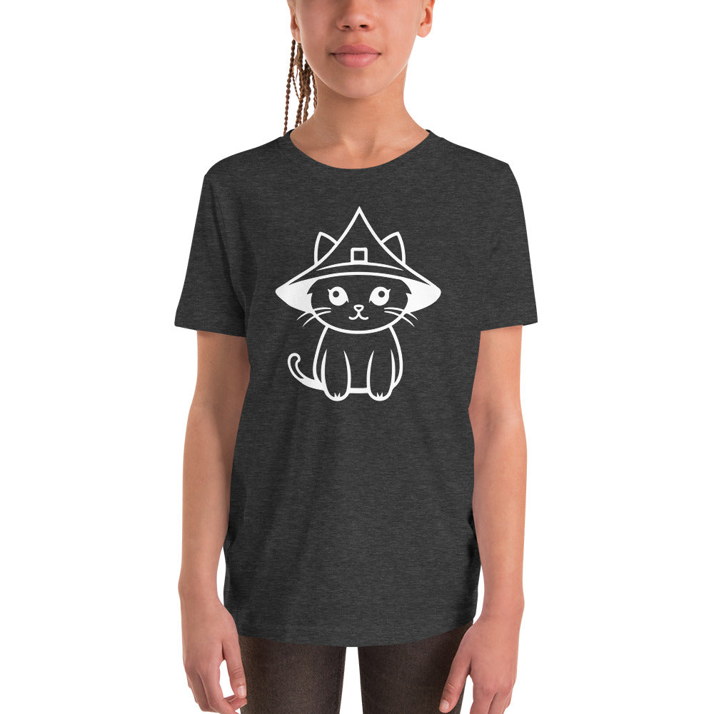 "Kitten in a Witch Hat" Youth Halloween T-Shirt: Embrace Whimsy and Magic with Adorable Style