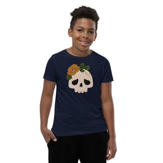 "Skull & Flower" Youth T-Shirt: Edgy meets Delicate in this Artistic Design