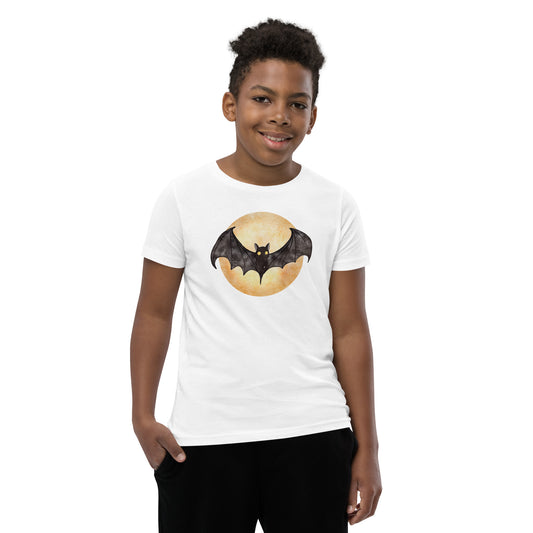 "Bat Over the Moon" Youth T-Shirt: Embrace Halloween's Mysterious Charm with Style