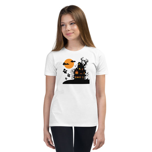 "Haunted House" Youth T-Shirt: Embrace Spooky Fun with an Eerie Haunted House Design