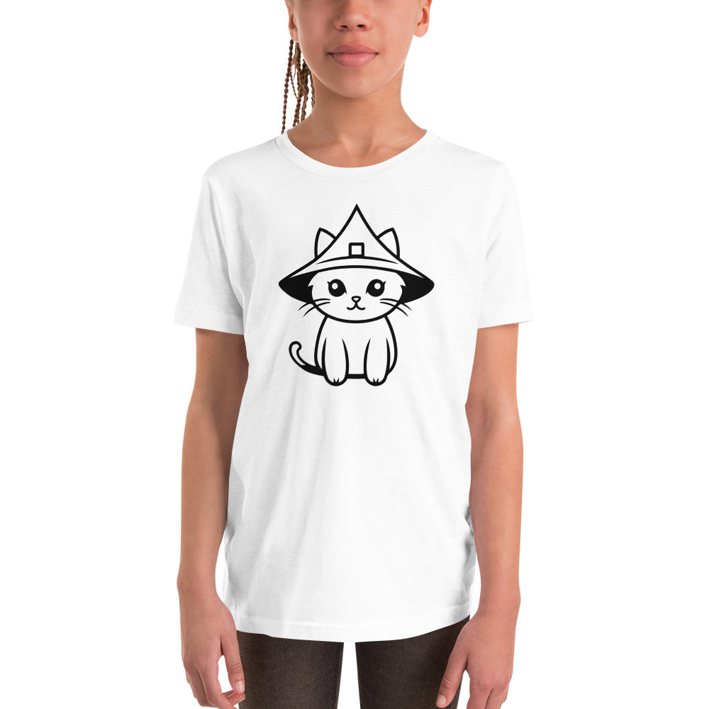 "Kitten in a Witch Hat" Youth Halloween T-Shirt: Embrace Whimsy and Magic with Adorable Style