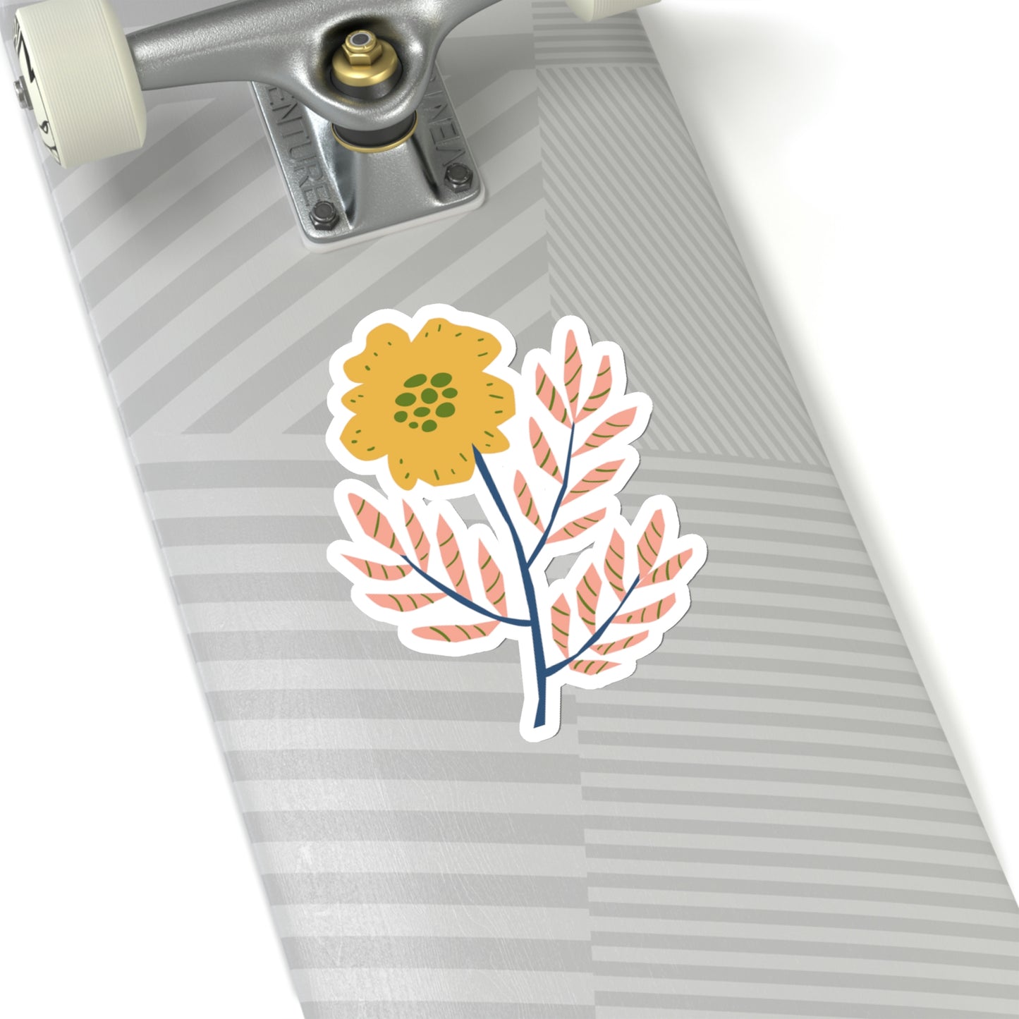 Orange Flower with Pink Leaves Organic Summer Kiss Cut Sticker