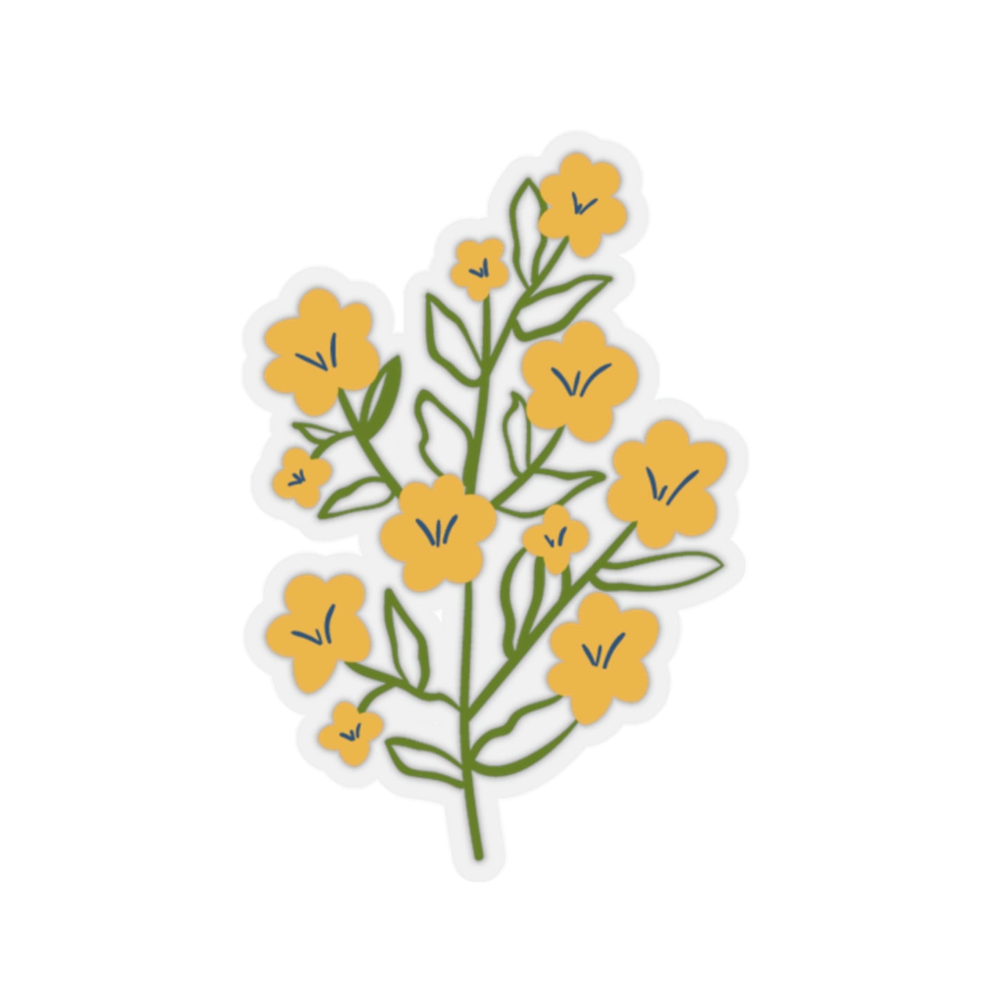 Organic Summer Kiss Cut Sticker (Yellow Flower Design, Multiple Sizes)