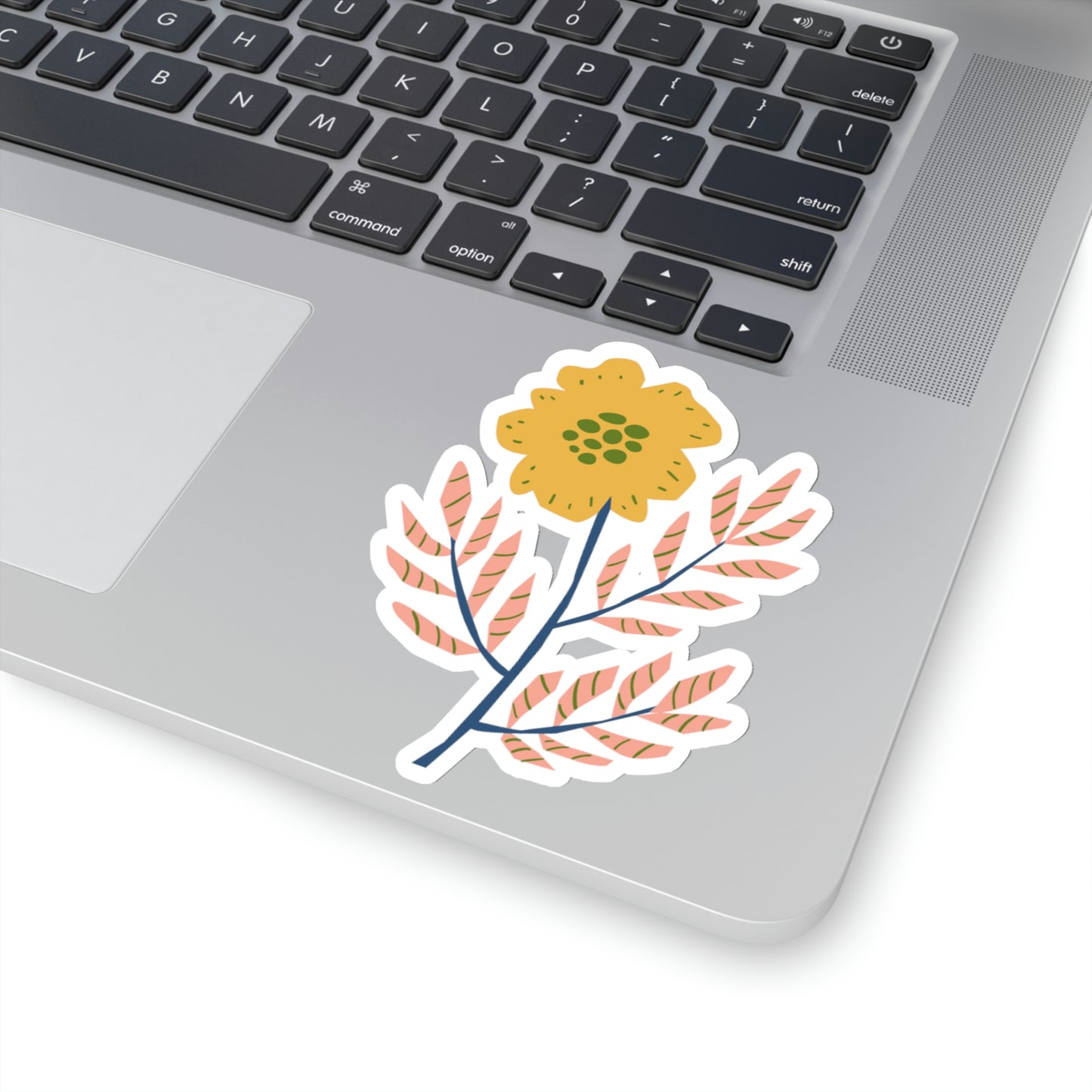 Orange Flower with Pink Leaves Organic Summer Kiss Cut Sticker