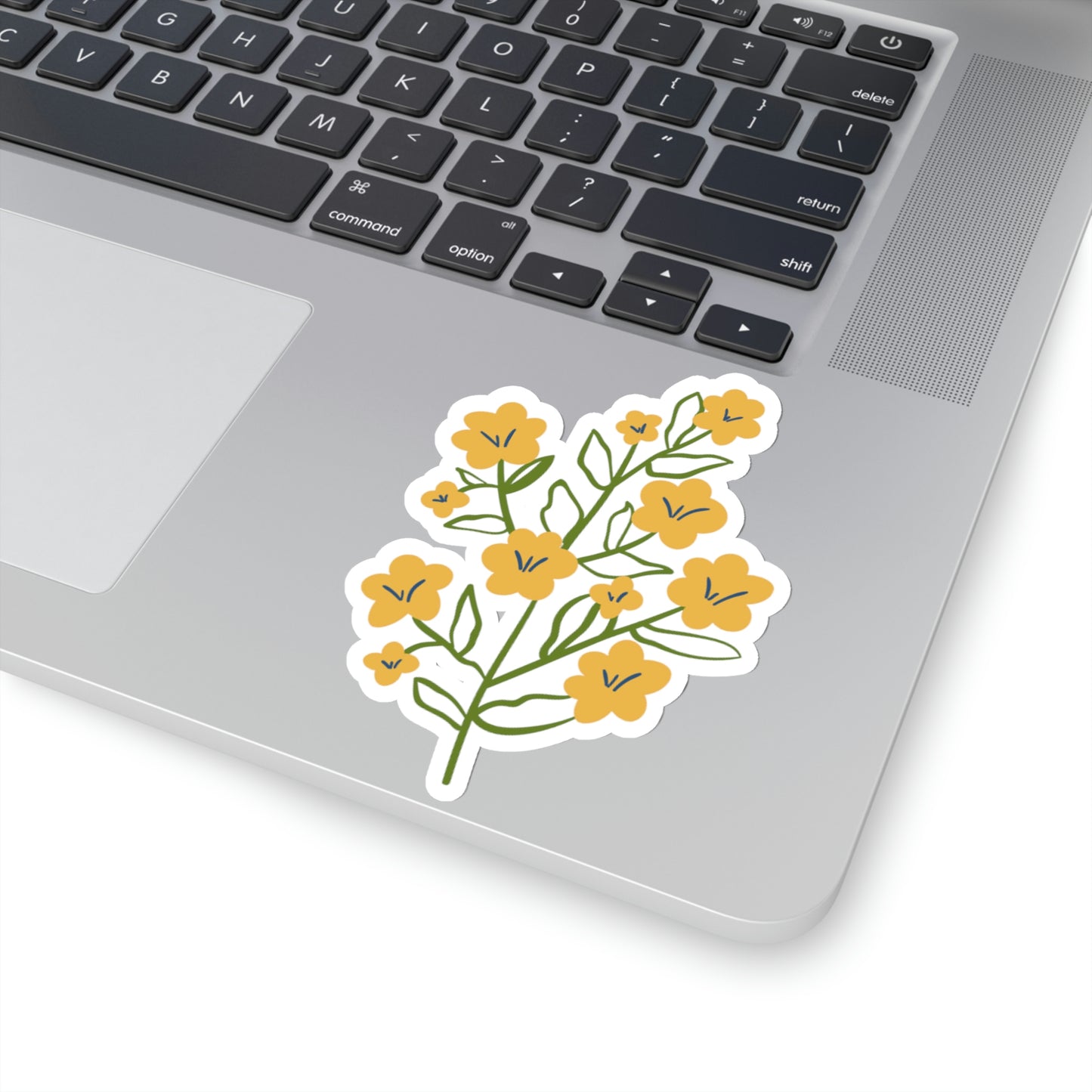 Organic Summer Kiss Cut Sticker (Yellow Flower Design, Multiple Sizes)