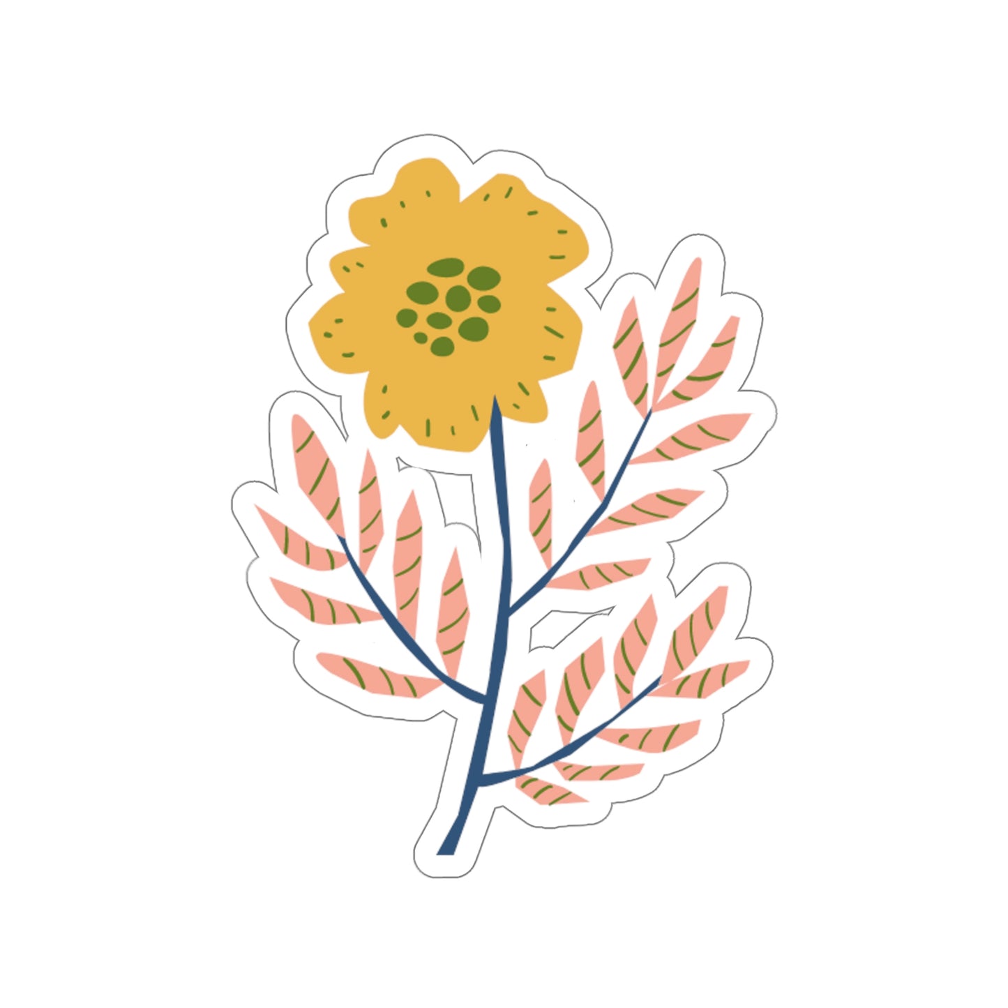 Orange Flower with Pink Leaves Organic Summer Kiss Cut Sticker