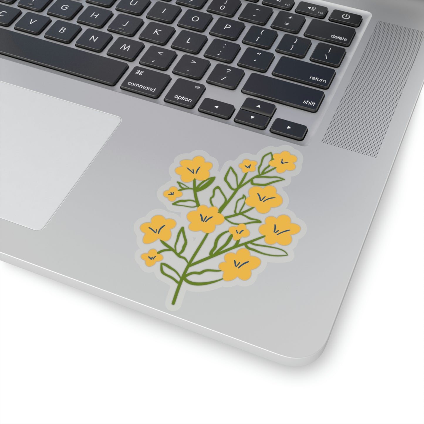 Organic Summer Kiss Cut Sticker (Yellow Flower Design, Multiple Sizes)