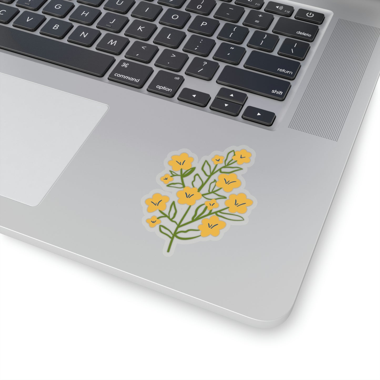 Organic Summer Kiss Cut Sticker (Yellow Flower Design, Multiple Sizes)