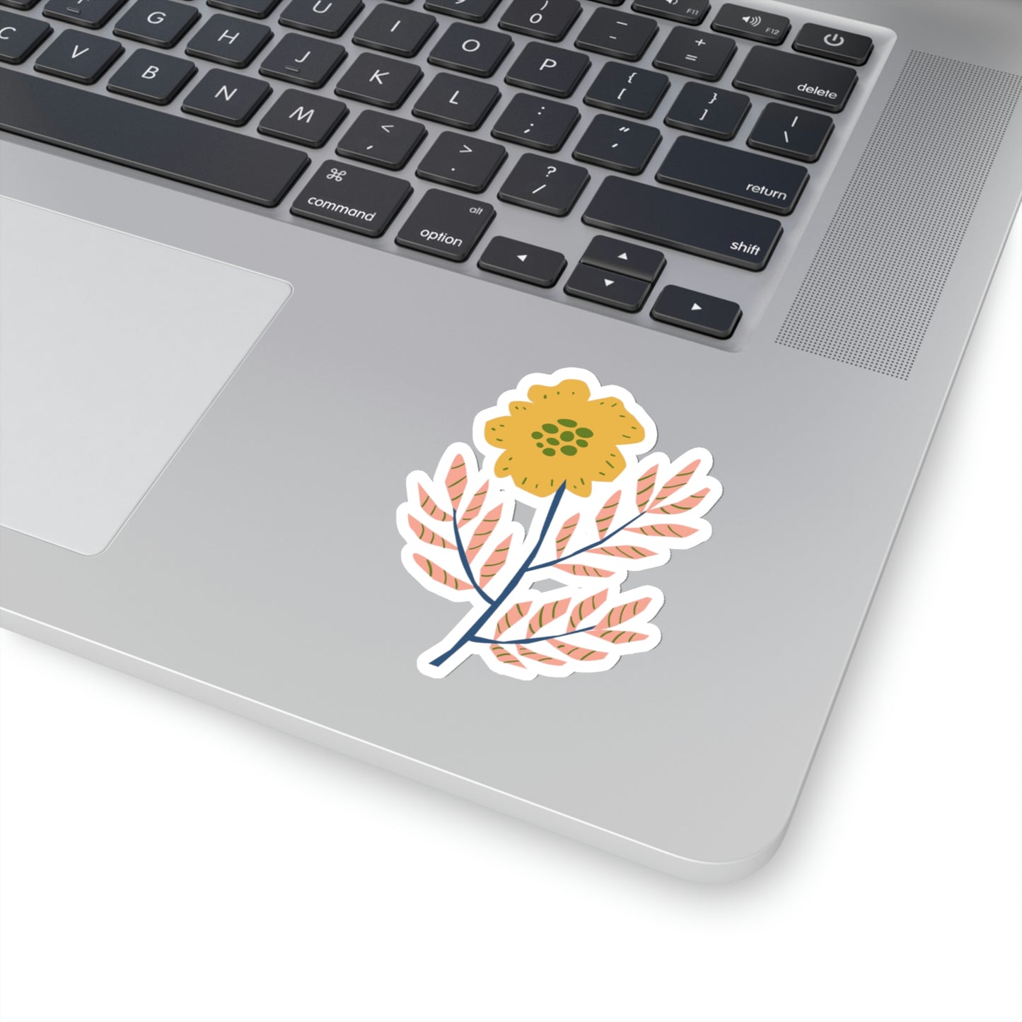 Orange Flower with Pink Leaves Organic Summer Kiss Cut Sticker