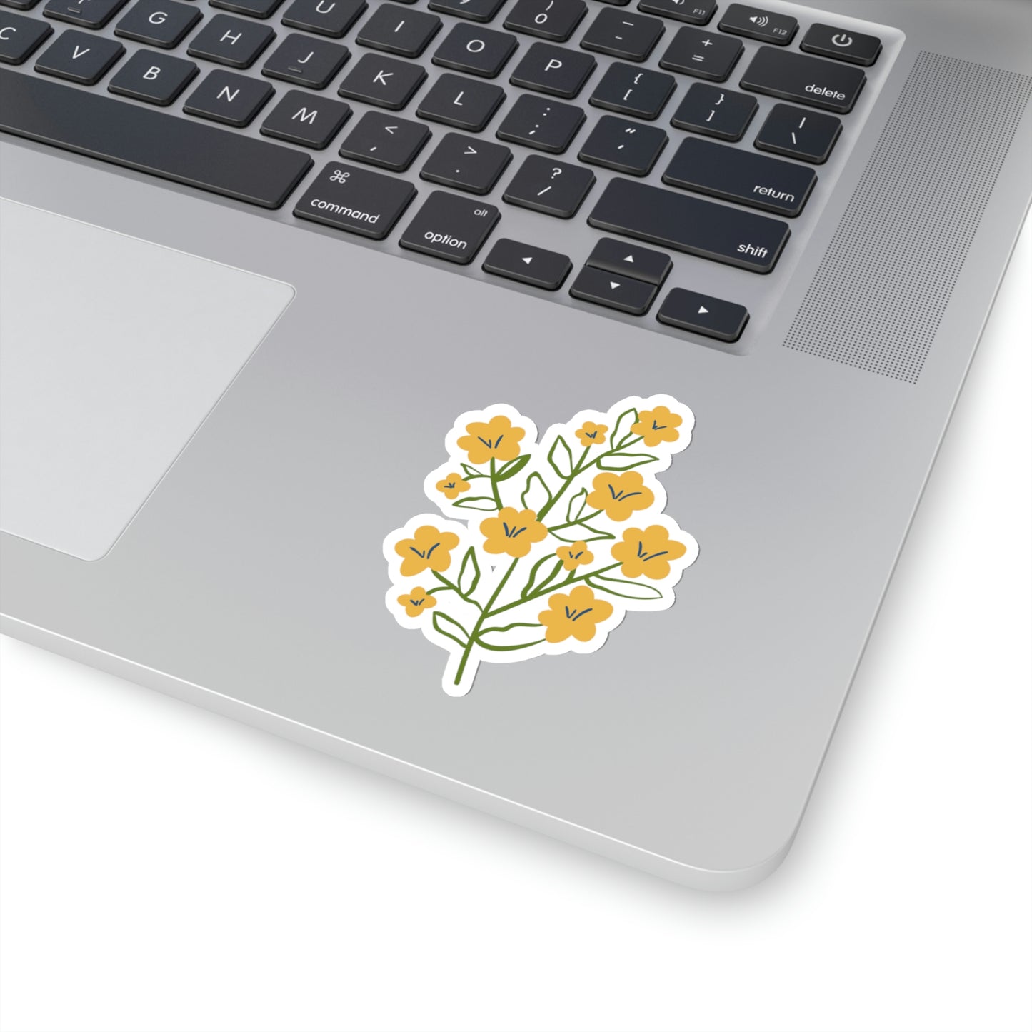 Organic Summer Kiss Cut Sticker (Yellow Flower Design, Multiple Sizes)