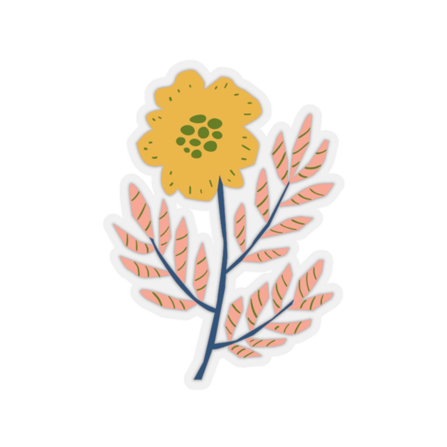 Orange Flower with Pink Leaves Organic Summer Kiss Cut Sticker