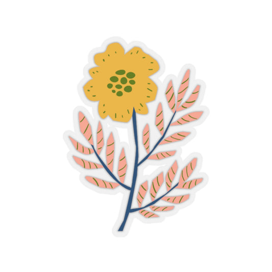 Orange Flower with Pink Leaves Organic Summer Kiss Cut Sticker