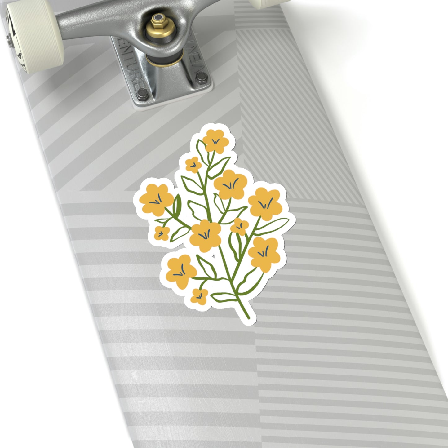 Organic Summer Kiss Cut Sticker (Yellow Flower Design, Multiple Sizes)